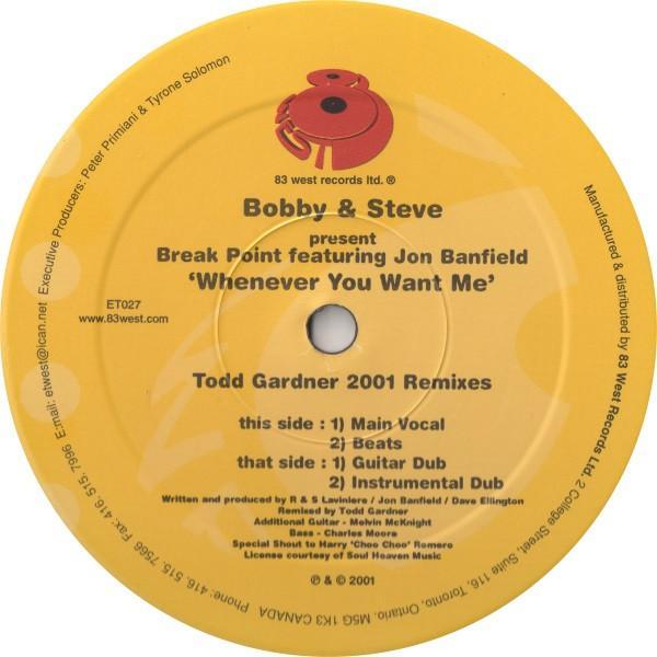 Bobbi & Steve, Break Point, Jon Banfield - Whenever You Want Me (Todd Gardner 2001 Remixes)